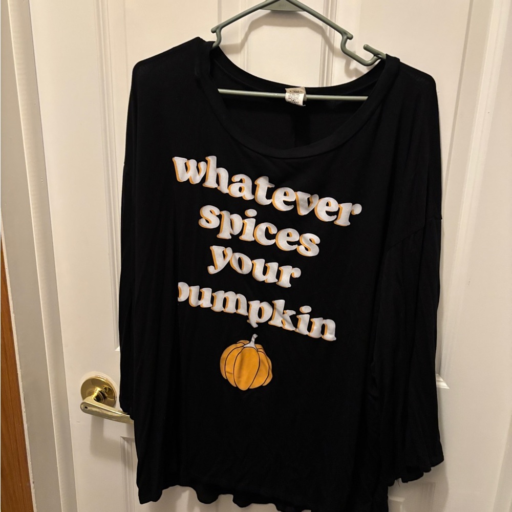Sew In Love Black Pumpkin Graphic Long Sleeve Top